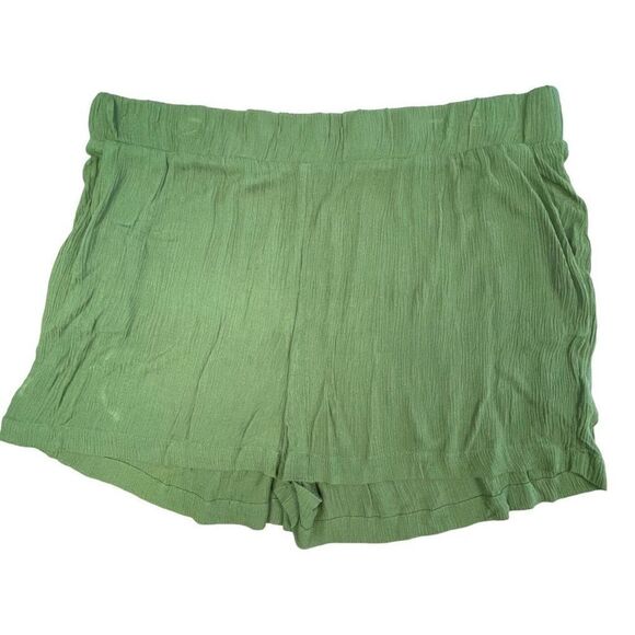 Abound Women's Olive Green Elastic Waist Crepe Lightweight Shorts Size 2X NWT - Picture 1 of 9